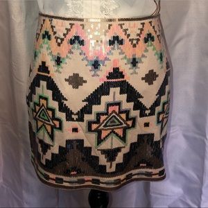 Aztec sequin mini skirt